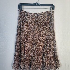 Women's DANA BUCHMAN Animal Print Silk Skirt Sz 10 EUC